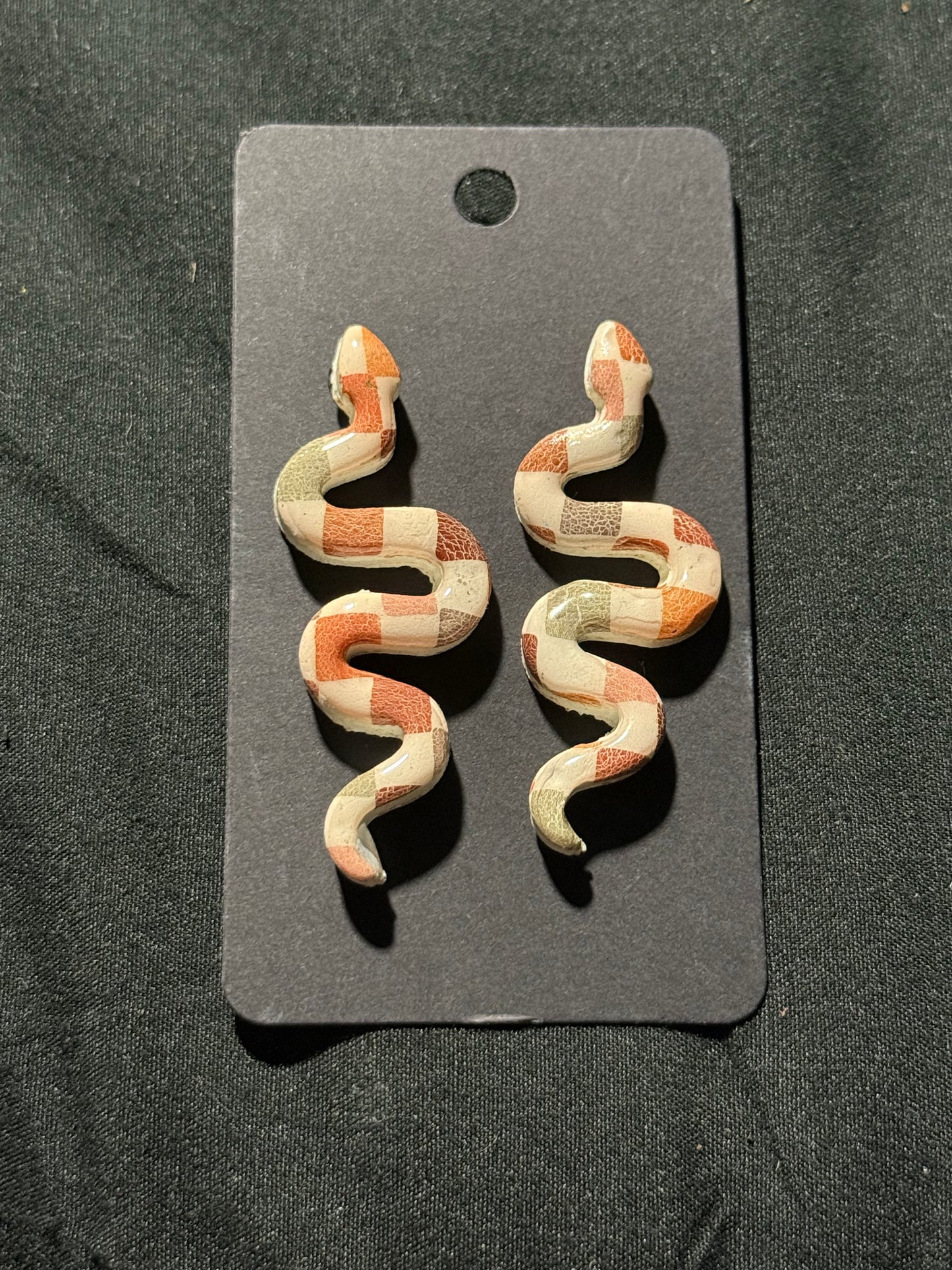 Checkered Snake Earrings