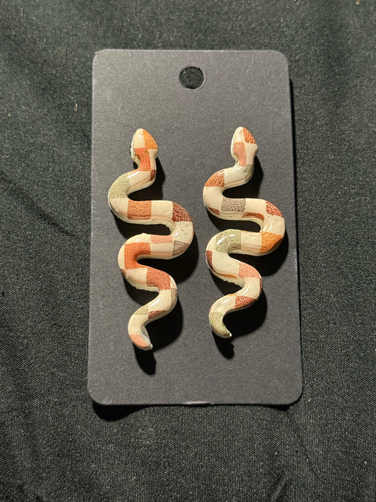 Checkered Snake Earrings